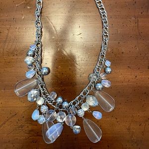 Blue, clear and silver necklace